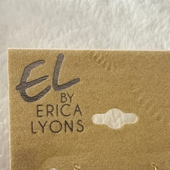 Erica Lyons Gold and Orange Hoop Earrings - Picture 2 of 4